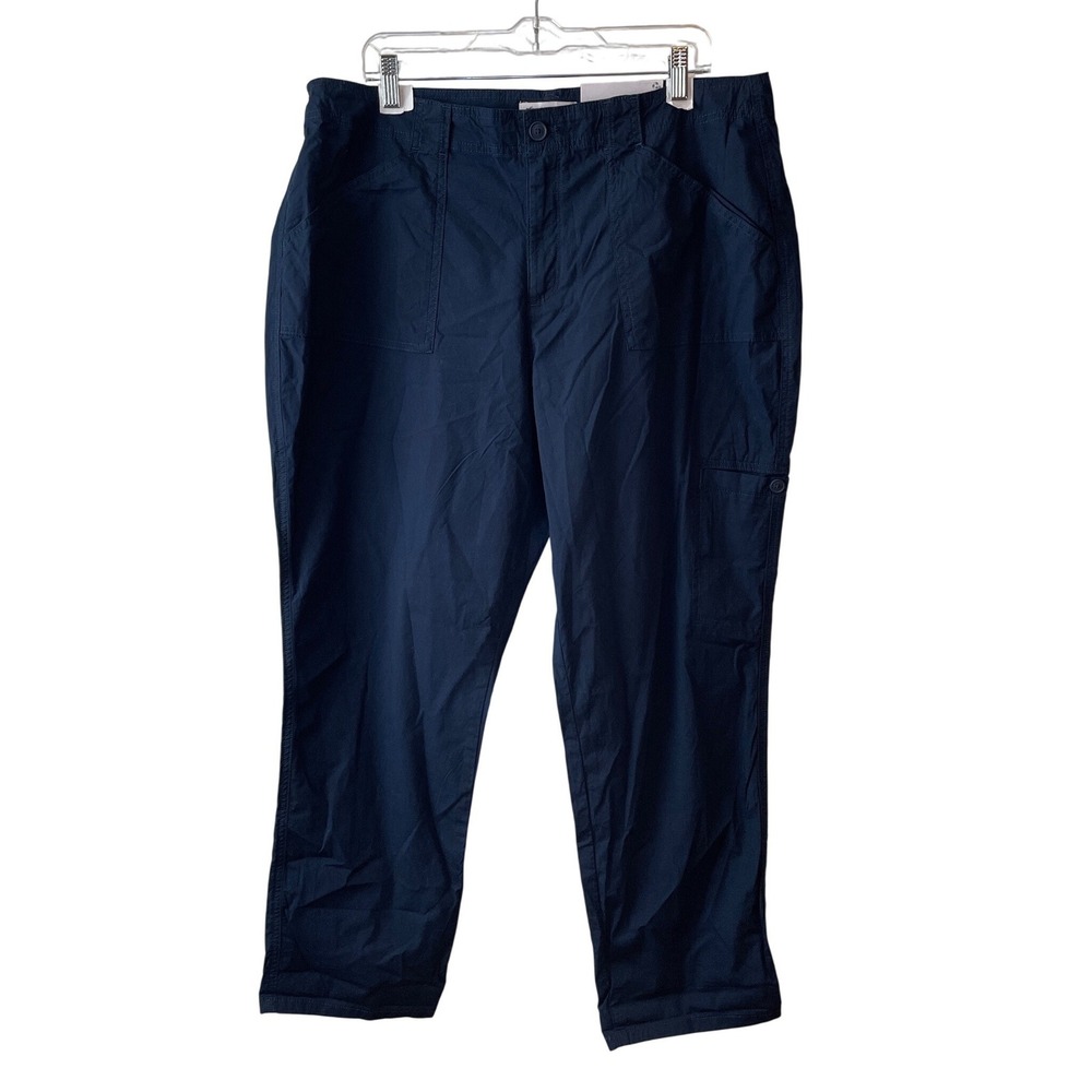 Liz Claiborne Valerie Crop Pants Sze 16 Navy NEW Mid-Rise Utility Cargo Trousers